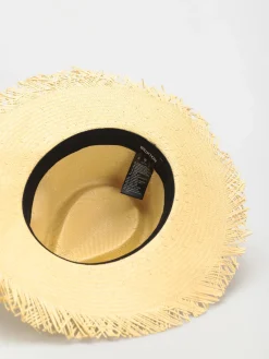 Brixton Jo Straw Frayed Fedora Hat