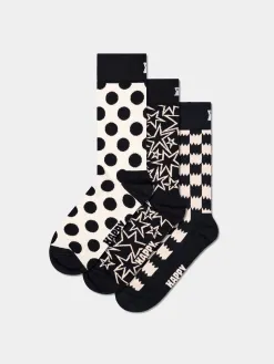 Happy Socks Socks 3-Pack Black And White